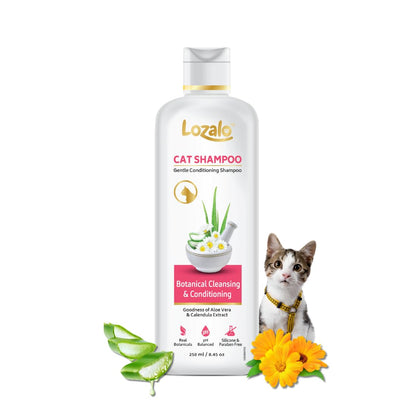Lozalo Botanical Conditioning Cat Shampoo, Extra Gentle Conditioning Formula, Hydrating, & Cleansing Shampoo for Soft & Silky Cat Fur Coat,with Calendula Extract, Paraben Free