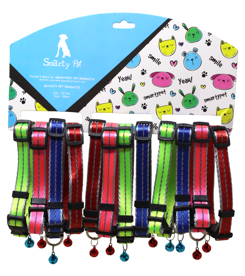 Adjustable Nylon Reflective Super Soft Collar with Bell for Puppy, Small Dogs And Cats
