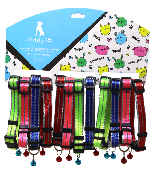 Adjustable Nylon Reflective Super Soft Collar with Bell for Puppy, Small Dogs And Cats