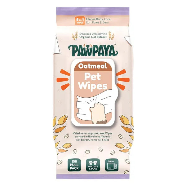 Pawpaya Oatmeal Wipes for Pets (Pack Of 100)