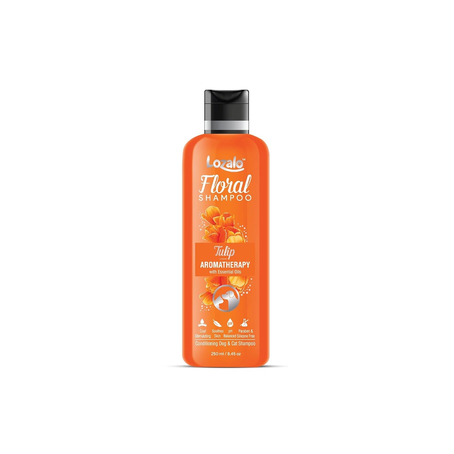 Lozalo Floral Aromatherapy Pet Conditioning Shampoo, Tulip Fragrance | Odour Control Shampoo for Dogs & Cats | with Aloe Vera Extract and Saffron Essential Oil