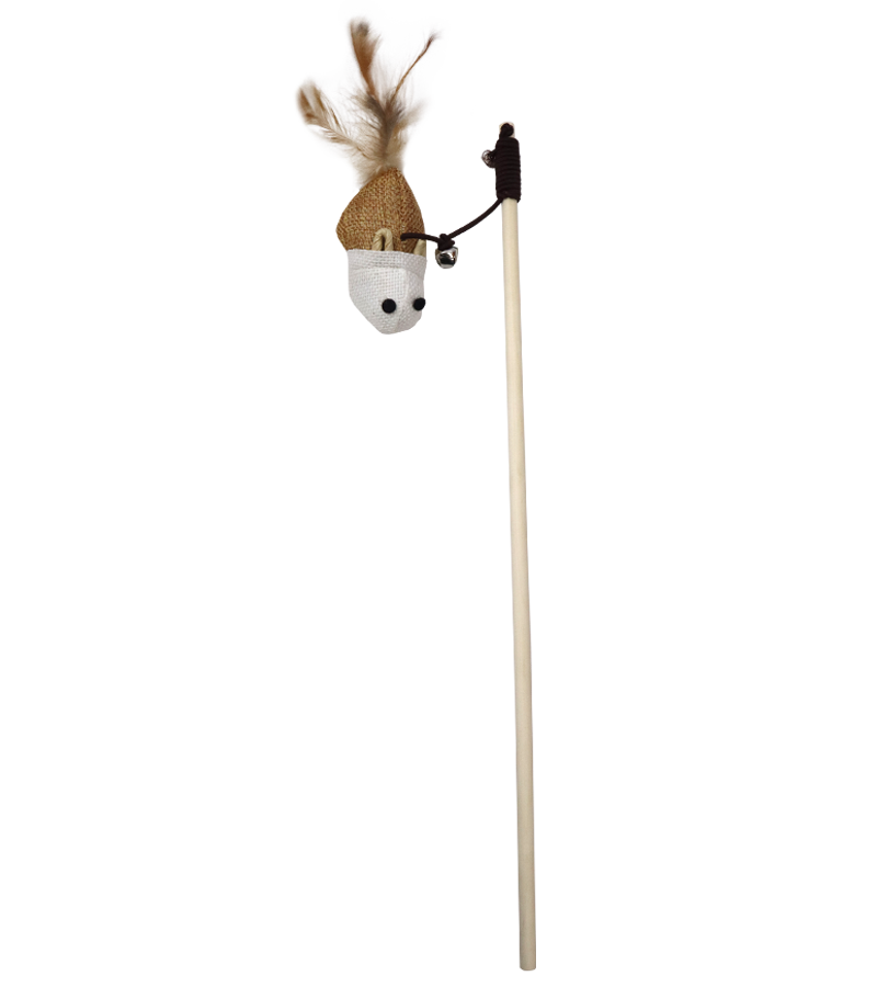 Single Dangler Teasing Wooden Stick Toy For Cats