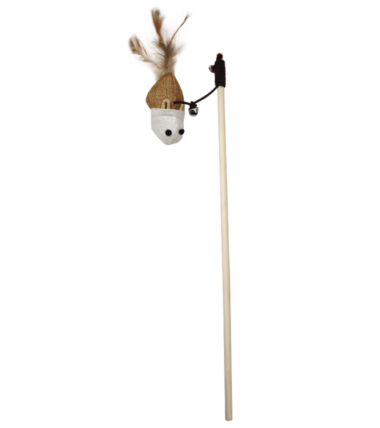 Single Dangler Teasing Wooden Stick Toy For Cats