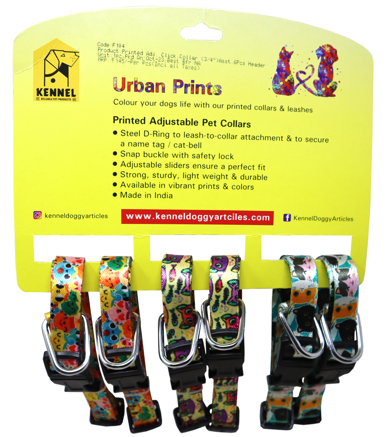 Kennel Printed Adjustable Dog And Cat Collar (3/4")