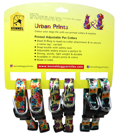 Kennel Printed Adjustable Dog And Cat Collar (3/4")