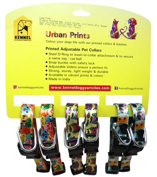 Kennel Printed Adjustable Dog And Cat Collar (3/4")