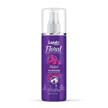 Lozalo Floral Dog Perfume Spray - 200 ml, Orchid, Deodorizing Long Lasting Fragrance Spray for Dogs & Cats, Odour Eliminator, Grooming Essential Pet Perfume, with Aloe Vera Extract & Wheat Germ Oil