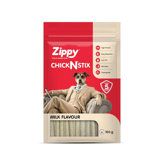 Zippy Chicken Stix Dog Treats for Dog, Milk Flavor 100g