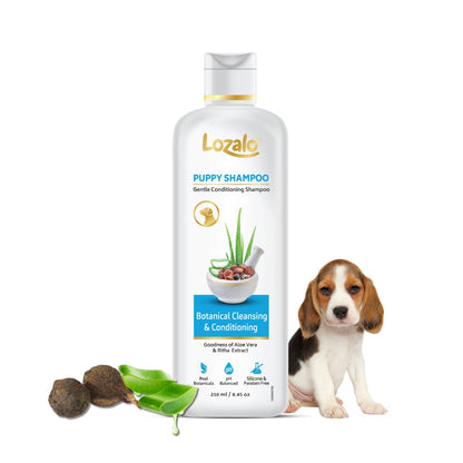 Lozalo Botanical Gentle Conditioning Puppy Shampoo,Mild Shampoo for Sensitive Puppy Skin, with Aloe Vera & Soapberry Extract, pH Balanced & Paraben Free