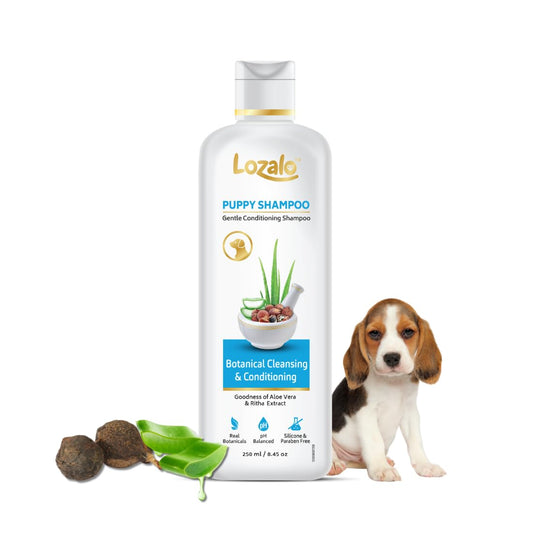 Lozalo Botanical Gentle Conditioning Puppy Shampoo,Mild Shampoo for Sensitive Puppy Skin, with Aloe Vera & Soapberry Extract, pH Balanced & Paraben Free