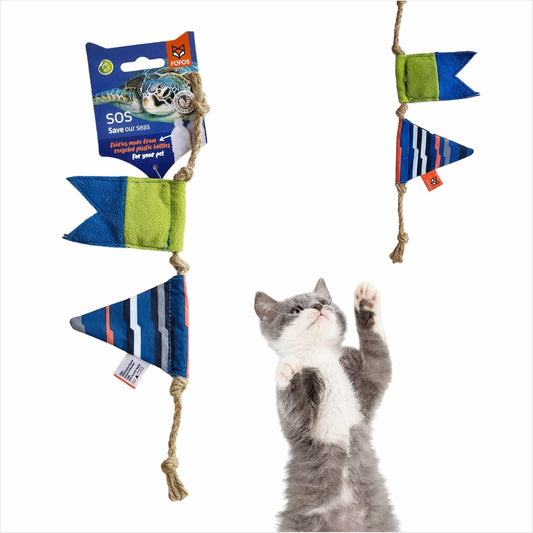FOFOS S.O.S Flag Teaser Cat Toy With Catnip