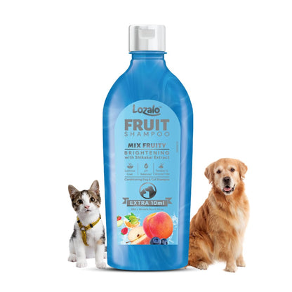 Lozalo Fruit Pet Shampoo, Mix Fruit.pH Balanced, Paraben Free Conditioning Shampoo for Dogs & Cats of All Breeds,Natural Brightening Pet Shampoo Made with Shikakai Extract & Mix Fruit
