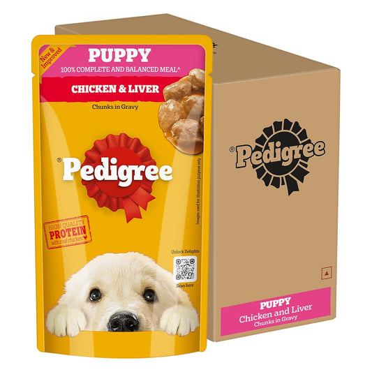 Pedigree Puppy Wet Dog Food, Chicken Chunks in Gravy 130gms