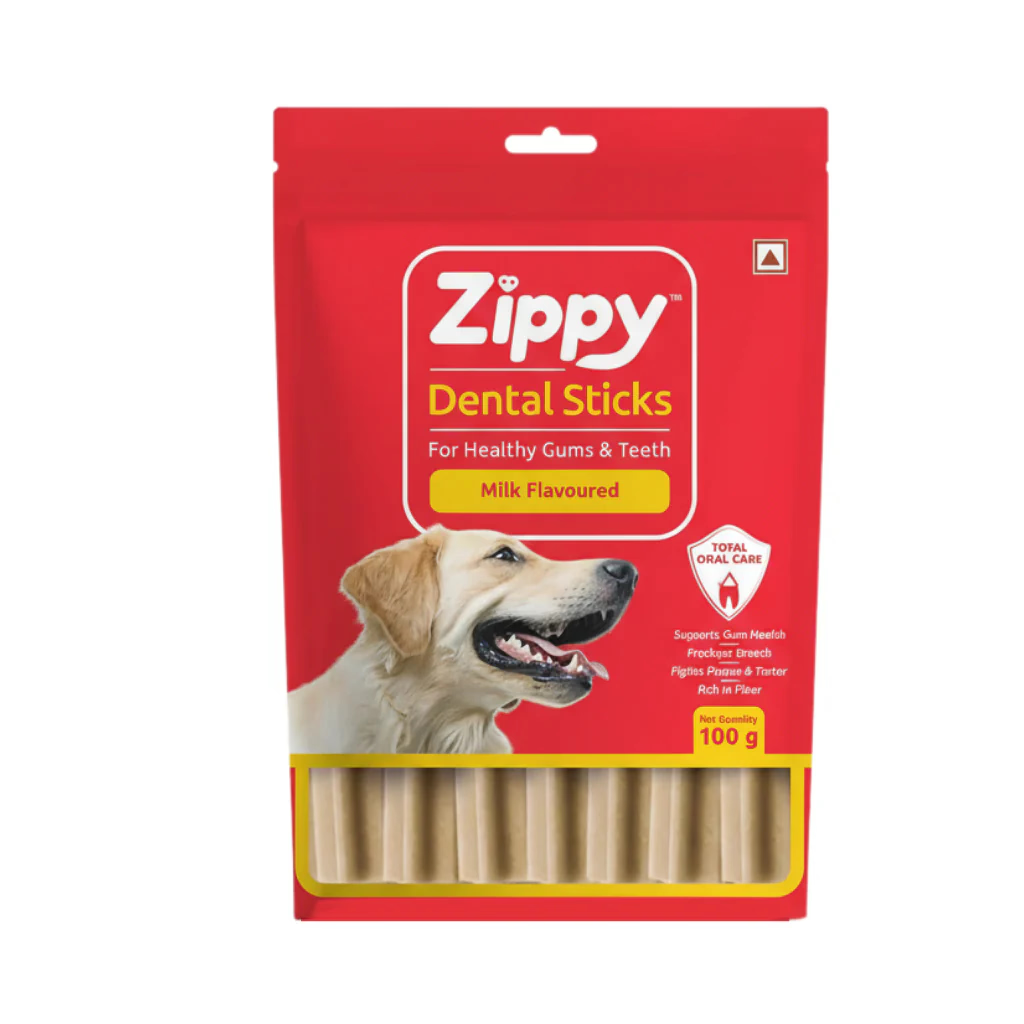 Zippy Dental Stick Dog Treats for Dogs, Milk Flavor-100 gm