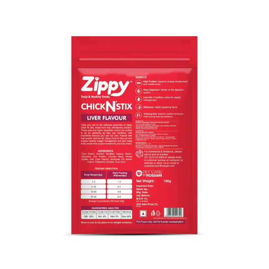 Zippy Chicken Stix Dog Treats for Dog, Liver Flavor 100g