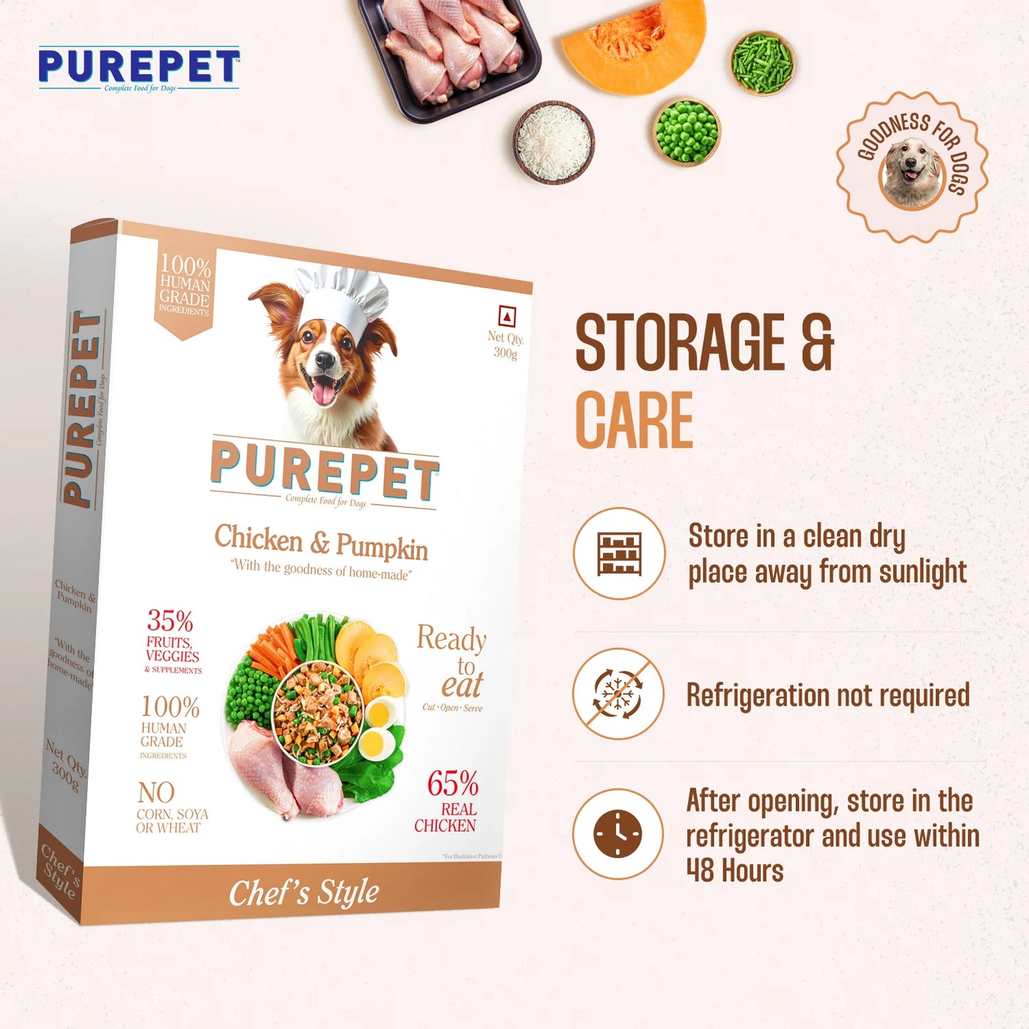 Purepet Chicken and Pumpkin Biryani Fresh Food for Dogs