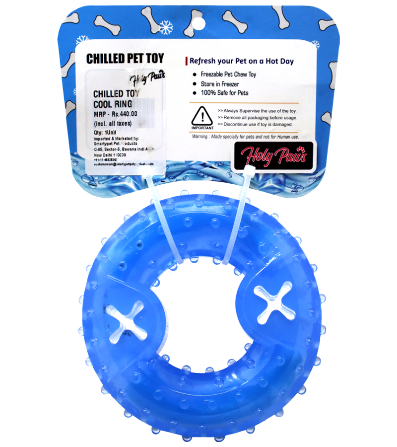 Holy Paws Cool Ring With Treat Dispenser Chilled Chew Toy For Dog - Blue