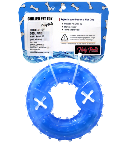 Holy Paws Cool Ring With Treat Dispenser Chilled Chew Toy For Dog - Blue