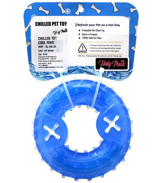 Holy Paws Cool Ring With Treat Dispenser Chilled Chew Toy For Dog - Blue