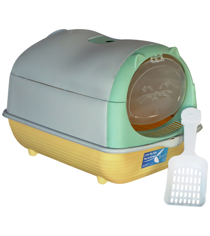 Smarty Pet Hooded Cat Litter Box with Front Flap Door