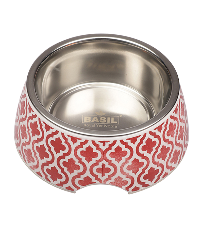 Basil Multizig Print Melamine Bowl for Dogs and Cats. Color May Vary