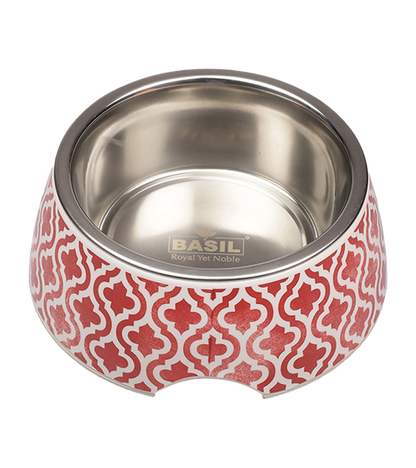 Basil Multizig Print Melamine Bowl for Dogs and Cats. Color May Vary