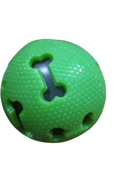 Interactive Rubber Dog Ball, Bone-Shaped Cut-Outs Toy For Dogs