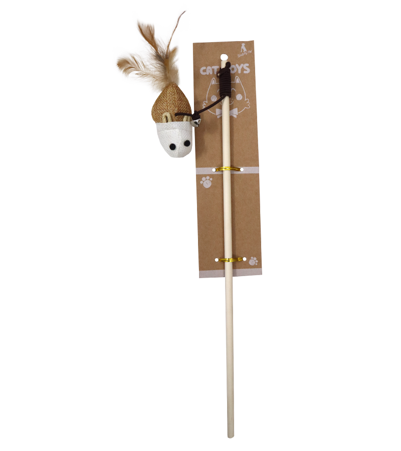 Single Dangler Teasing Wooden Stick Toy For Cats