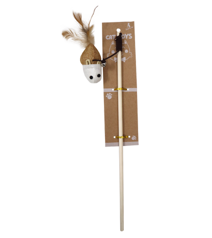 Single Dangler Teasing Wooden Stick Toy For Cats