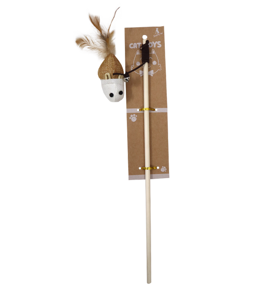 Single Dangler Teasing Wooden Stick Toy For Cats