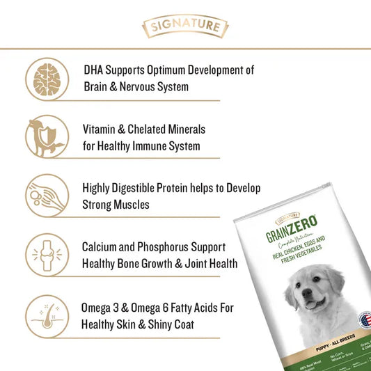 Signature Grain Zero Real Chicken, Egg and Vegetables Puppy Dog Dry Food