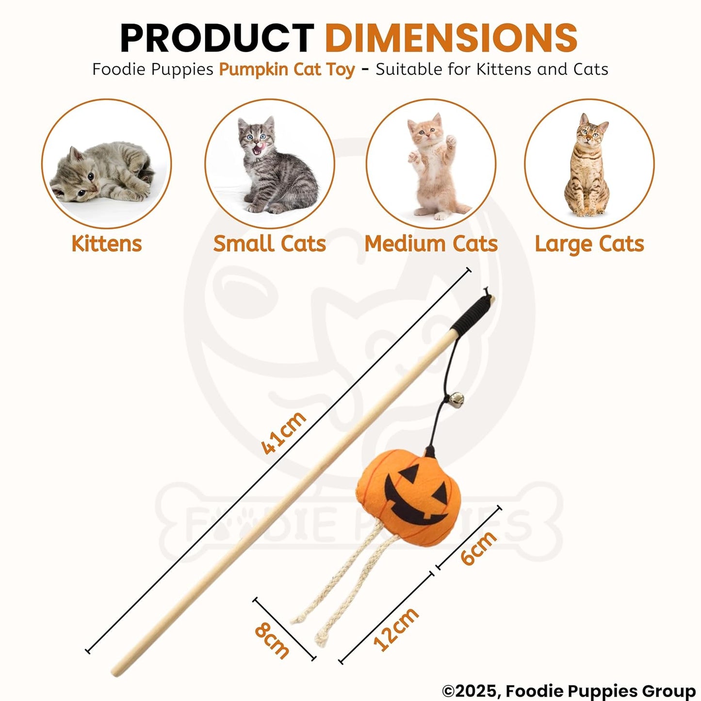 Cat Teaser Wooden Stick Halloween Plush Toy for Cats and Kittens