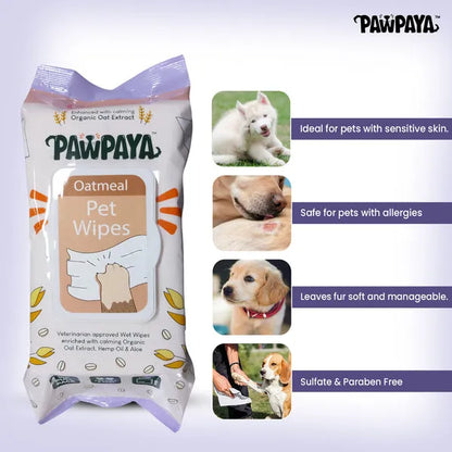 Pawpaya Oatmeal Wipes for Pets (Pack Of 100)