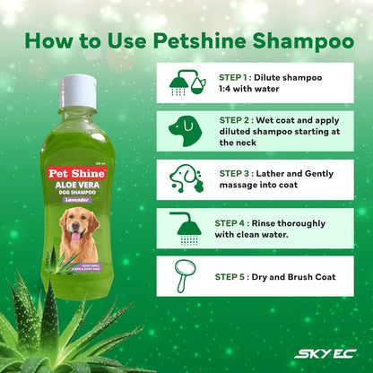 Pet Shine Aloe Vera Dog Shampoo Balanced with Coconut Oil Conditioner for Dogs 200ml Lavender