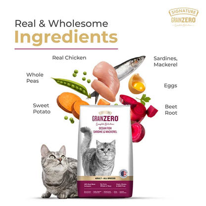 Signature Grain Zero Ocean Fish, Sardine and Mackerel Adult Cat Dry Food