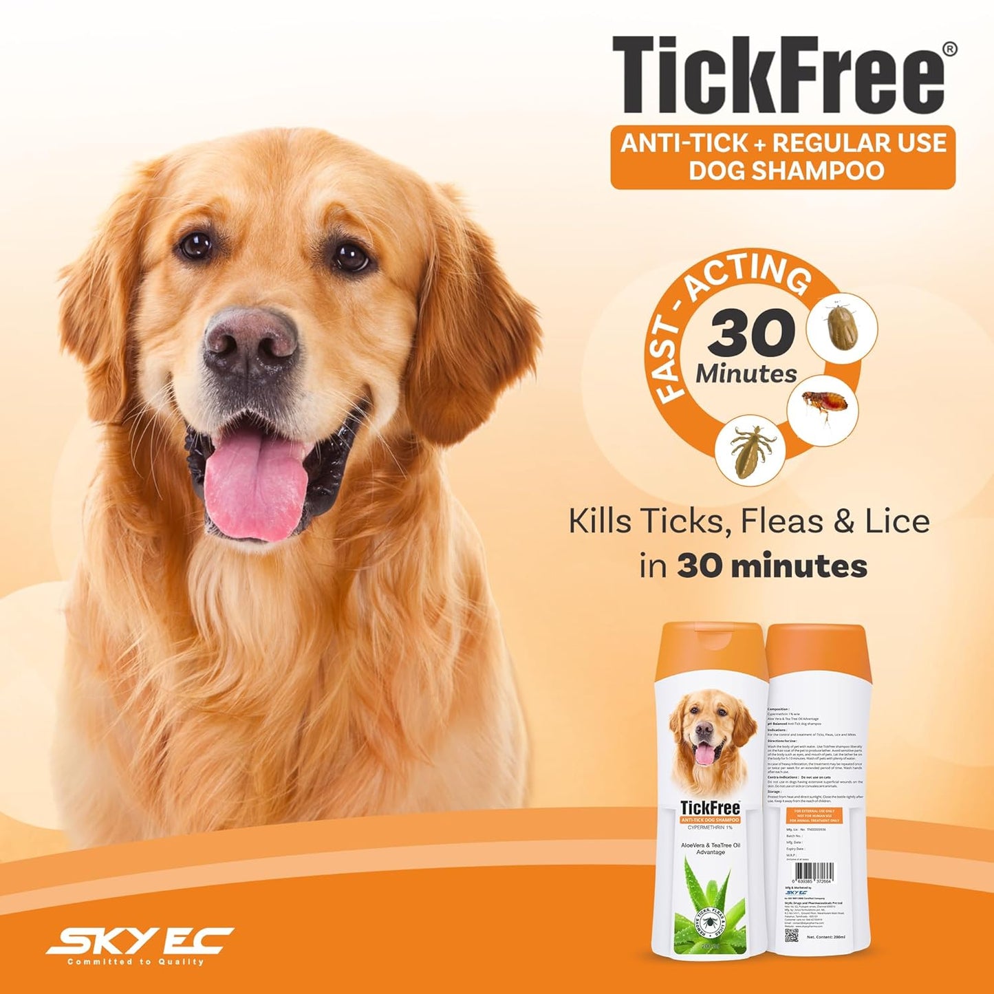 Sky Ec TickFree Anti-Tick Dog Shampoo, 200ml