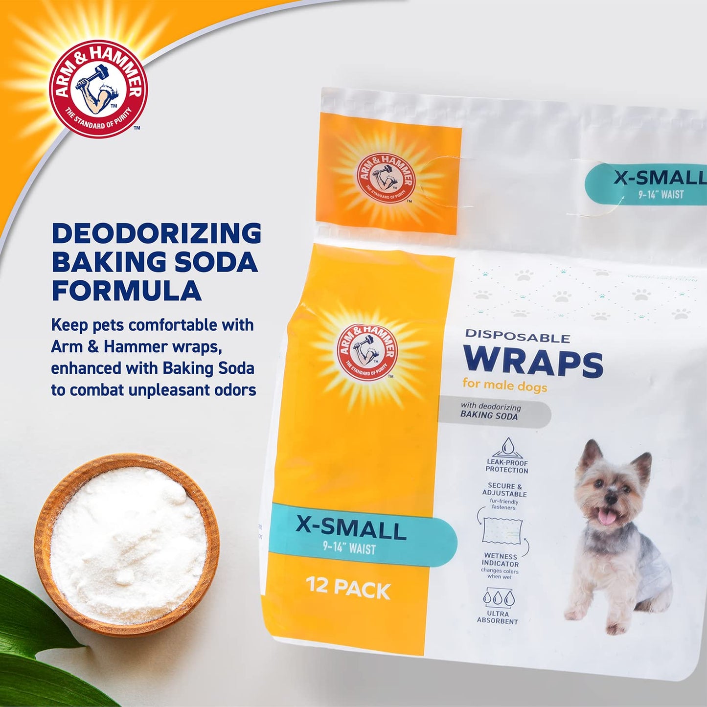 Arm & Hammer Adjustable Male Dog Diapers for Pets, Size X-Small