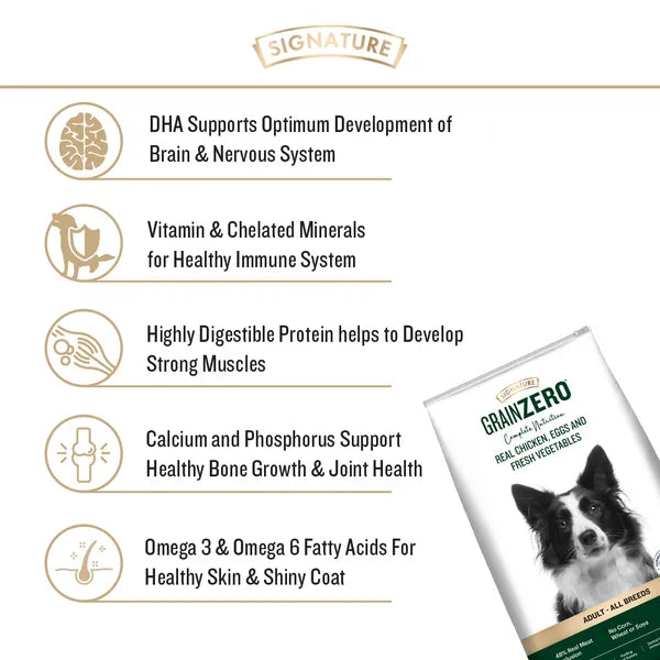 Signature Grain Zero Real Chicken, Egg and Vegetables Adult Dog Dry Food