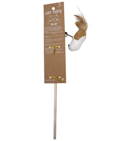 Single Dangler Teasing Wooden Stick Toy For Cats