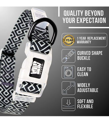 Indian Hound Premium Nylon Dog Collar with Personalized QR Tag