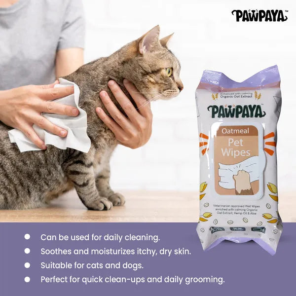 Pawpaya Oatmeal Wipes for Pets (Pack Of 100)