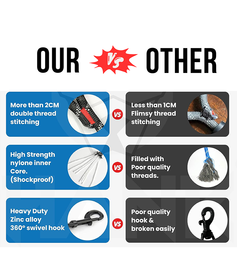 Indian Hound Heavy Duty Melange Rope Cord Leash For Dogs