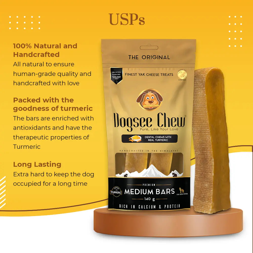 Dogsee Chew 100% Natural Yak Milk Bars Medium Breed Dog Treats