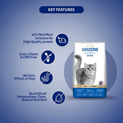 Signature Grain Zero Seafood Adult All Breed Adult Cat Dry Food 1.2kg