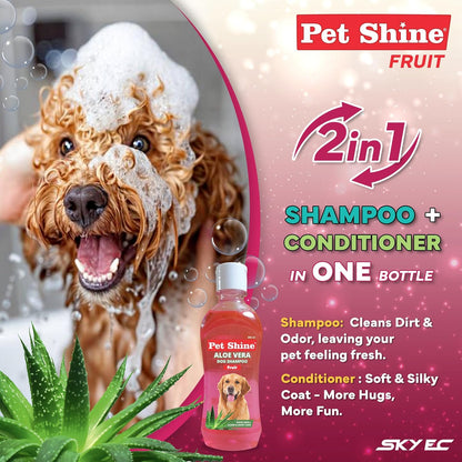 Pet Shine Aloe Vera Dog Shampoo Balanced with Coconut Oil Conditioner for Dogs 200ml Fruit Flavor
