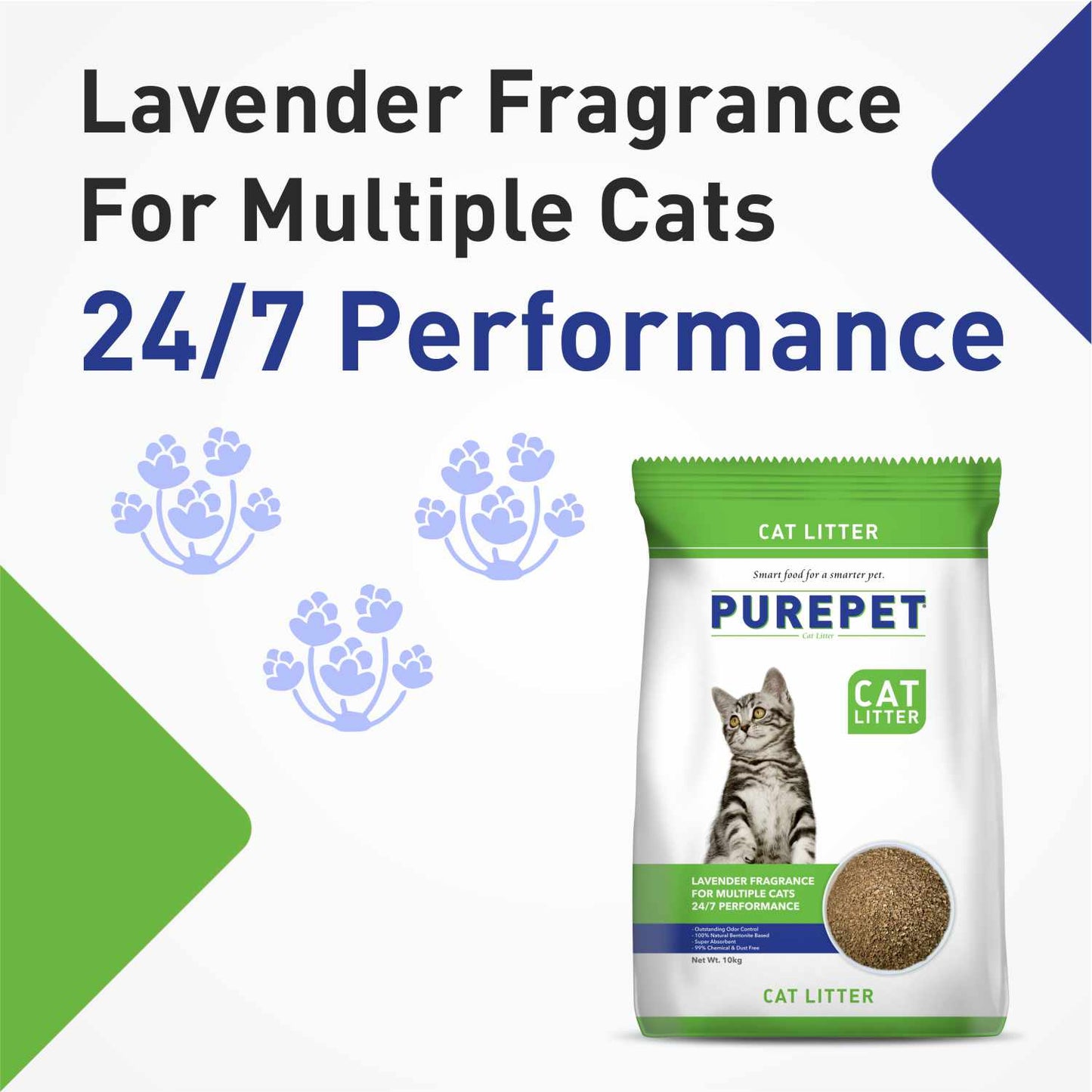 Purepet Lavender Scented and Petcrux Lavender & Lemon Scented Smart Clumping Cat Litter Combo (1+1)