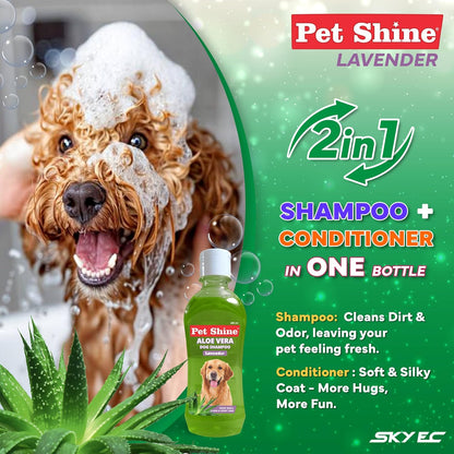 Pet Shine Aloe Vera Dog Shampoo Balanced with Coconut Oil Conditioner for Dogs 200ml Lavender