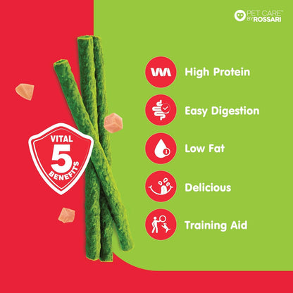 Zippy Chicken Stix Dog Treats for Dog, Spinach Flavor 100g