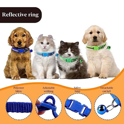 Adjustable Nylon Reflective Super Soft Collar with Bell for Puppy, Small Dogs And Cats