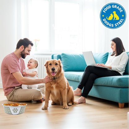 Holy Paws Hermosa Bowl Stainless Steel Paw Print Bowl For Dogs And Cats  (Color May Vary)